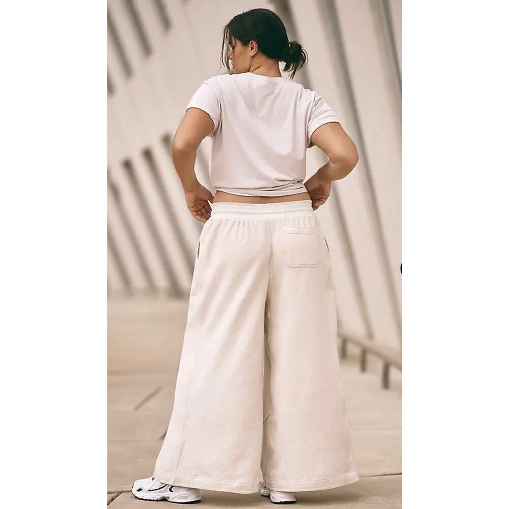 Daily Practice Anthropologie Wide Leg Pants Large Ivory Lounge Knit Soft Sz XL